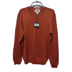NWT Joseph Abboud Mens Merino Wool Lightweight Sweater Rust Sz XL